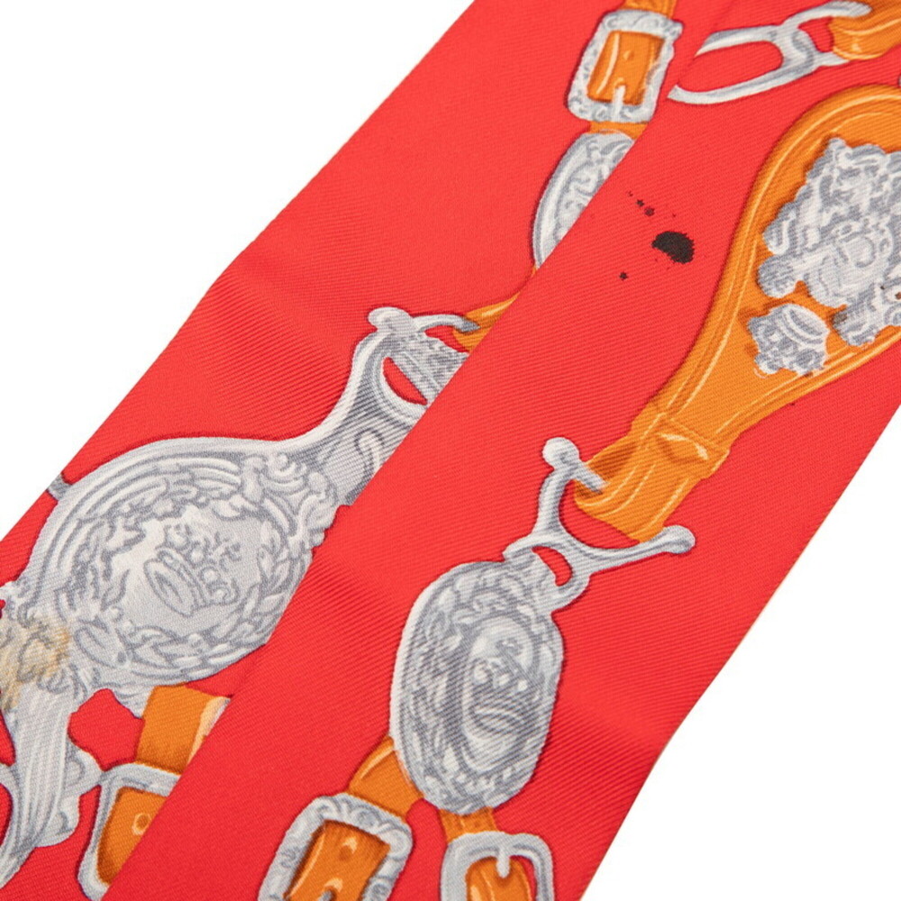 Hermes Twilly Brides de Gala Scarf Muffler Red Silk Women's HERMES - Picture 5 of 6